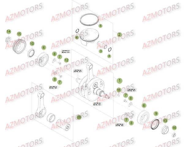 Vilebrequin   Piston   Contre Arbre [2] BETA Pièces Beta RR 4T 498 Enduro - 2013